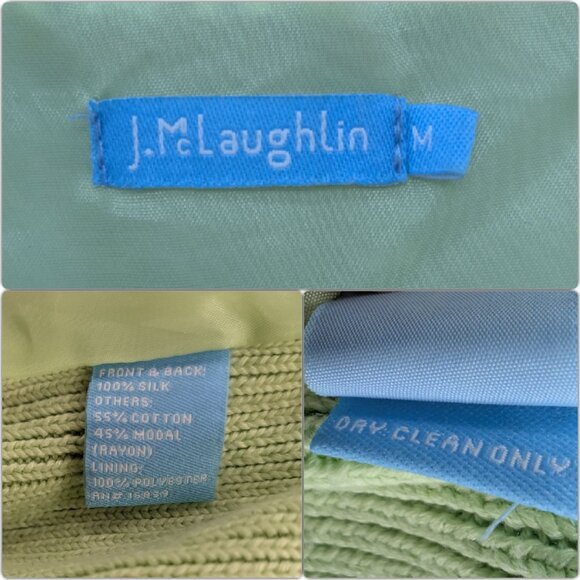 J McLaughlin Quilted Silk Sweater Jacket Womens Lime Green Full Zip Size M - Picture 6 of 11